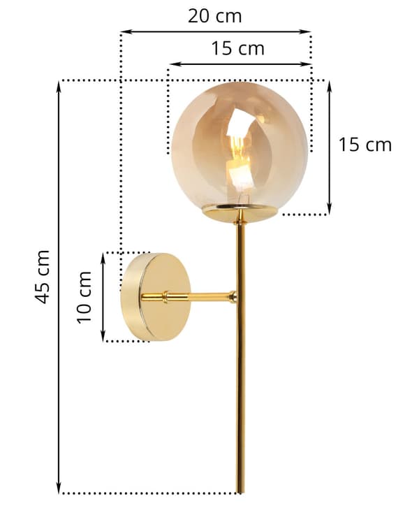 SIENA GULD VÄGGLAMPA 1-PL HONING LAMPSKYDD E14