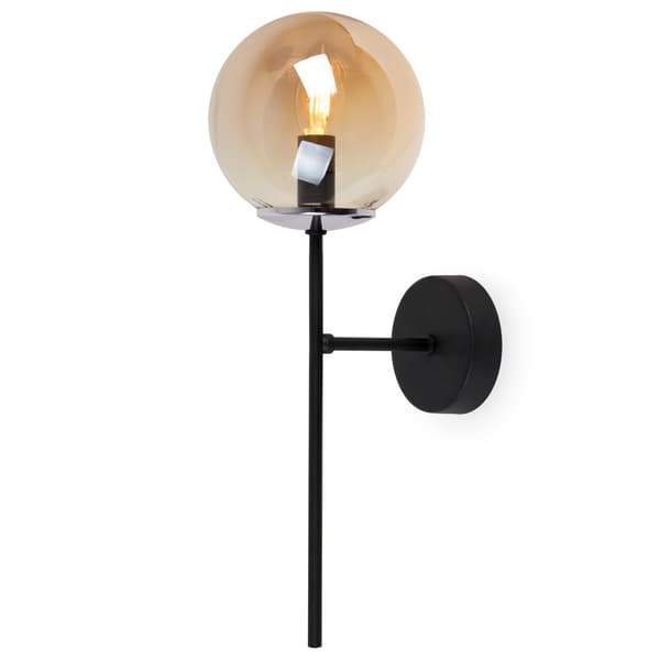SIENA SVART KROM VÄGGLAMPA 1-PL HONIG LAMPSKYDD E14