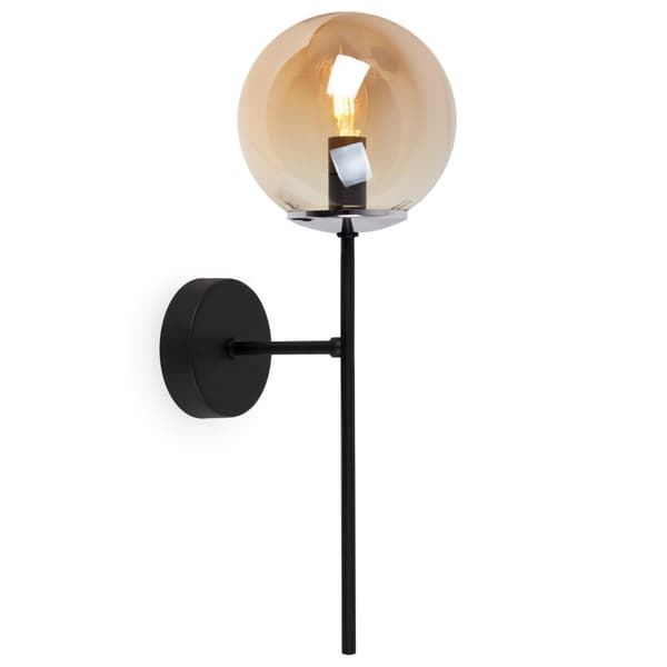 SIENA SVART KROM VÄGGLAMPA 1-PL HONIG LAMPSKYDD E14