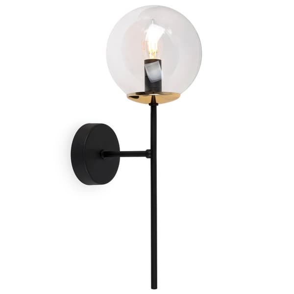 SIENA SVART-GULD VÄGGLAMPA 1-PLATS KLAR LAMPA E14