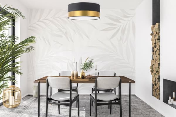LOFTSLAMPE ELEGANCE PLEXI SORT-GULD 40CM E27