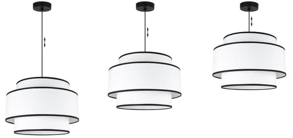 HÆNGELAMPE VIENNA HVID 1-PL 40CM SORT KANT E27
