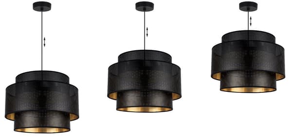 HÆNGELAMPE ASTI TRIO SORT-GULD 40CM MESH-MESH