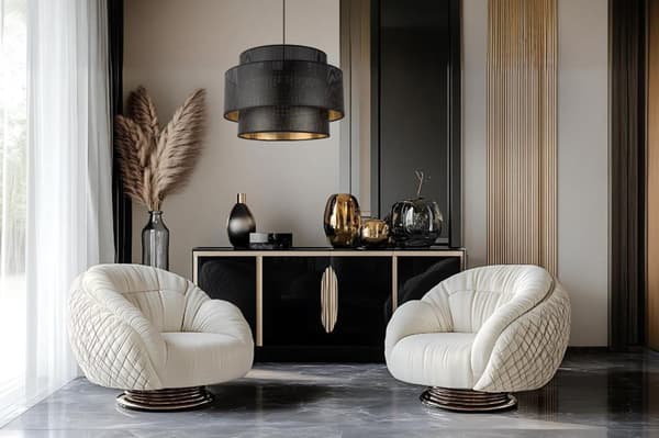 HÆNGELAMPE ASTI TRIO SORT-GULD 45CM MESH-MESH