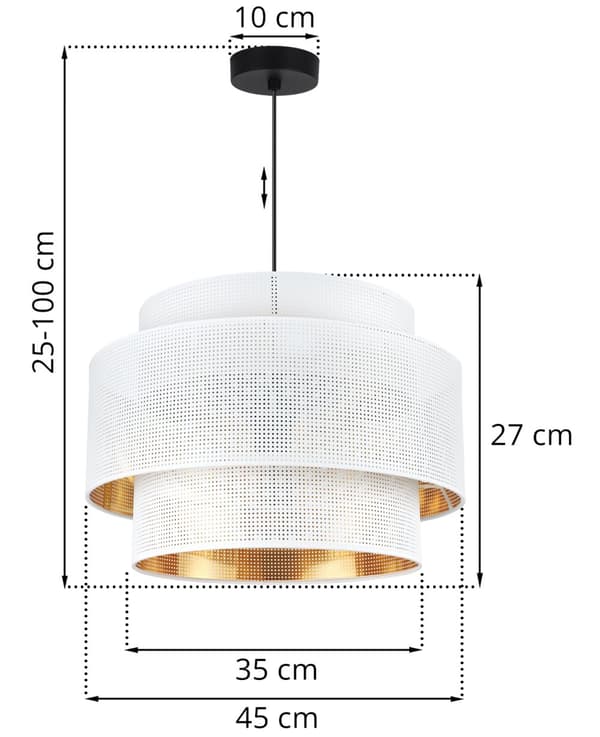 RIIPPUVALAISIN ASTI TRIO WHITE-GOLD 45CM MESH-MESH