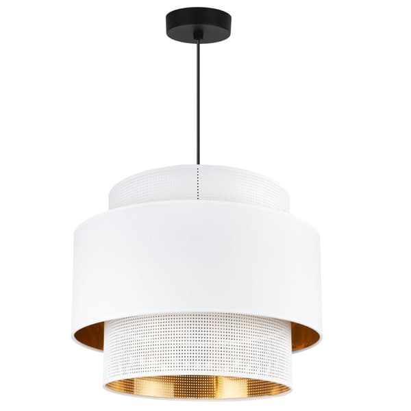 HÆNGELAMPE ASTI TRIO HVID-GULD 35CM MESH-STOF