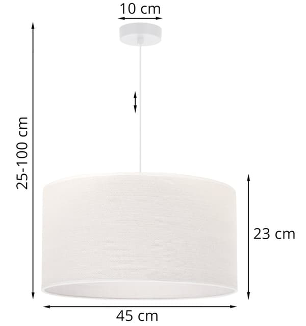 HÆNGELAMPE JUTE HVID 1-PLA HVID LAMPESKÆRM 45CM E27