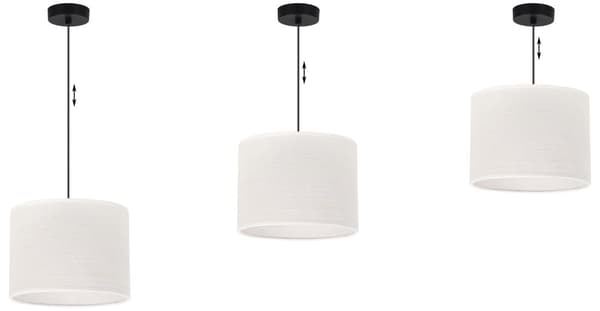 HÄNGLAMPA JUTE SVART 1-PLA VIT LAMPSKÄRM 20CM E27
