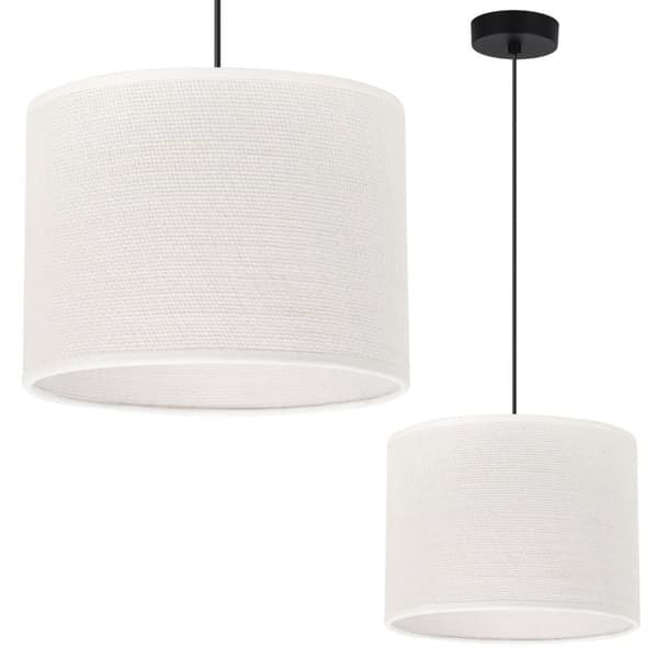 HÄNGLAMPA JUTE SVART 1-PLA VIT LAMPSKÄRM 20CM E27