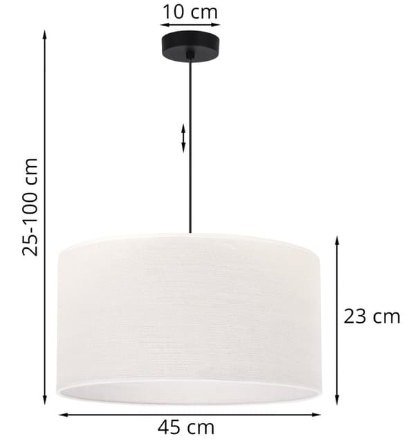 HÆNGELAMPE JUTESORT 1-PLA HVID LAMPESKÆRM 45CM E27