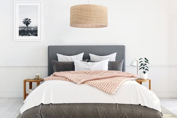 HÆNGELAMPE RATTAN HVID 1-FLAD RATTAN LAMPESKÆRM 45CM