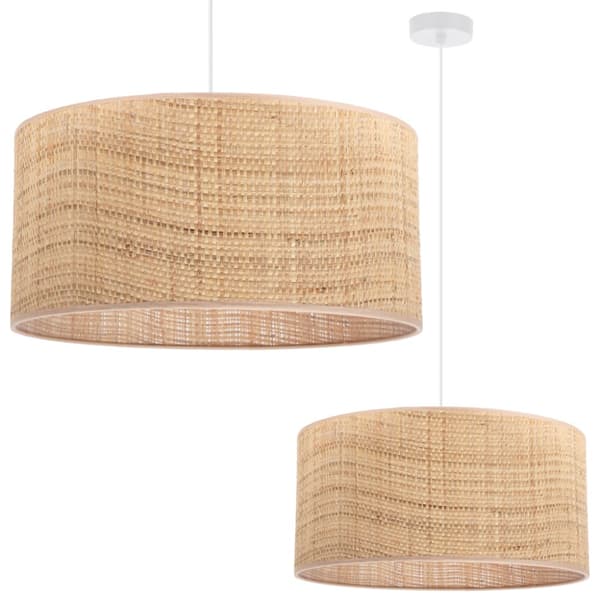 HÆNGELAMPE RATTAN HVID 1-FLAD RATTAN LAMPESKÆRM 45CM