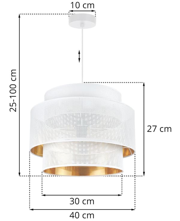 HÄNGLAMPA ASTI TRIO VIT-GULD 40CM MESH-MESH