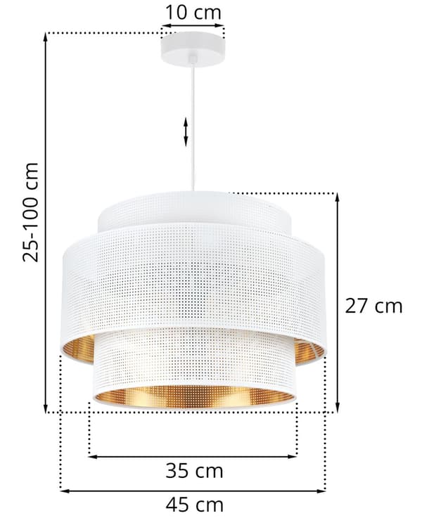 HÄNGLAMPA ASTI TRIO VIT-GULD 45CM MESH-MESH