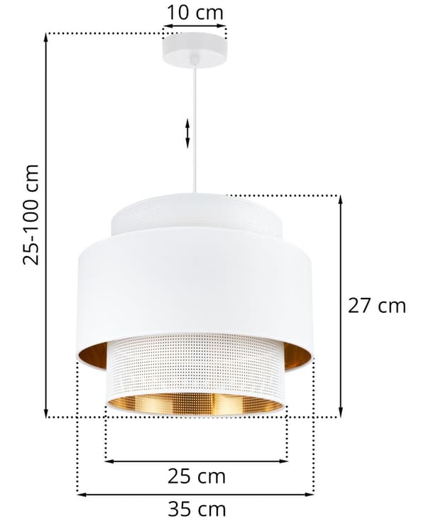 HÄNGLAMPA ASTI TRIO VIT-GULD 35CM MESH-TYG