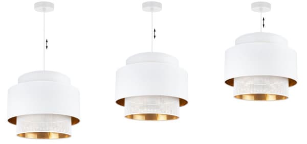 HÄNGLAMPA ASTI TRIO VIT-GULD 35CM MESH-TYG