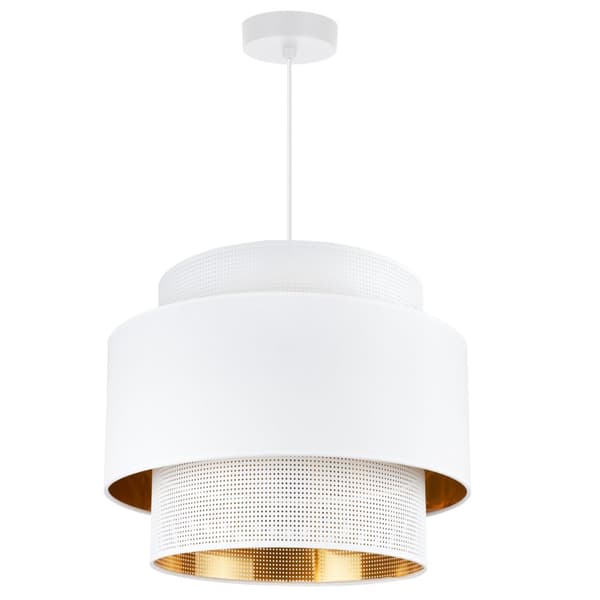 HÄNGLAMPA ASTI TRIO VIT-GULD 35CM MESH-TYG