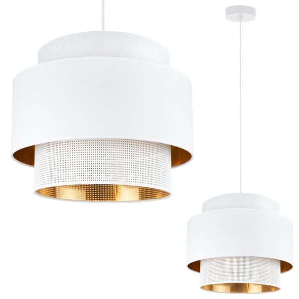 HÄNGLAMPA ASTI TRIO VIT-GULD 35CM MESH-TYG