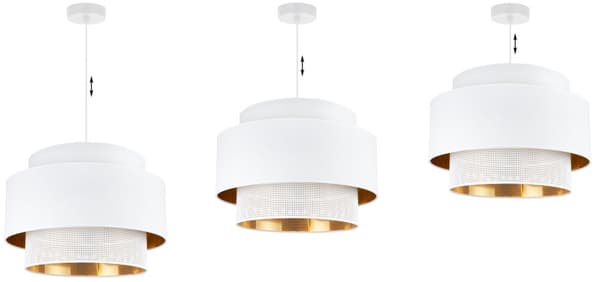 HÆNGELAMPE ASTI TRIO HVID-GULD 45CM MESH-STOF