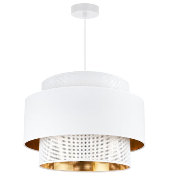 HÆNGELAMPE ASTI TRIO HVID-GULD 45CM MESH-STOF