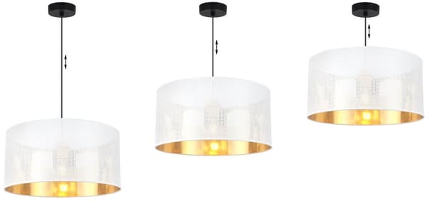 ASTI SORT HÆNGELAMPE 1-FLAD HVID-GULD LAMPESKÆRM 40CM