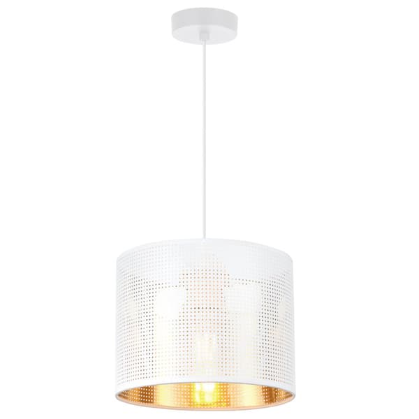 ASTI HVID HÆNGELAMPE 1-PLA HVID-GULD LAMPESKÆRM 20CM
