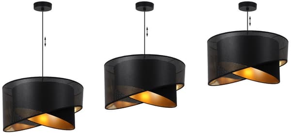 HÄNGLAMPA ASTI SLANT SVART 1-PLATS LAMPSKÄRM SVART-GULD S-T