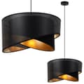 Miniatyrbild 1 av 7: HÄNGLAMPA ASTI SLANT SVART 1-PLATS LAMPSKÄRM SVART-GULD S-T