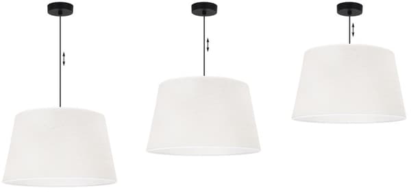 HÆNGELAMPE JUTEKEGLE SORT 1-PLADE HVID LAMPESKÆRM 44CM