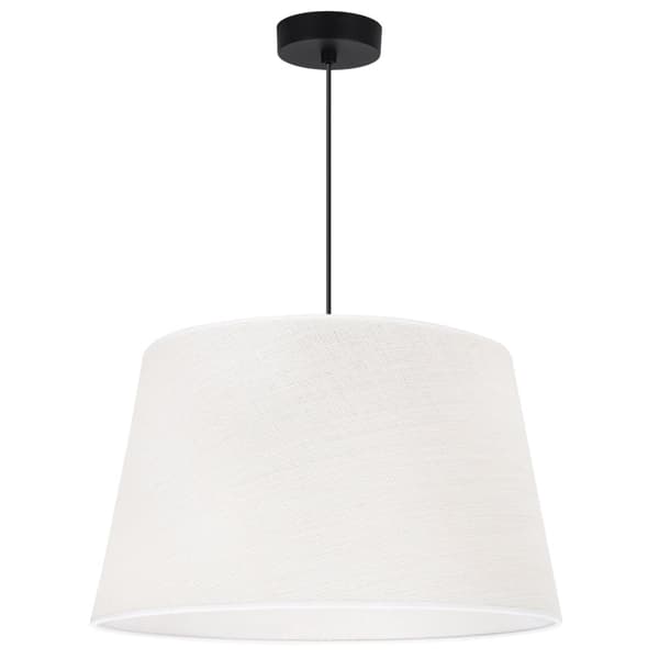 HÆNGELAMPE JUTEKEGLE SORT 1-PLADE HVID LAMPESKÆRM 44CM