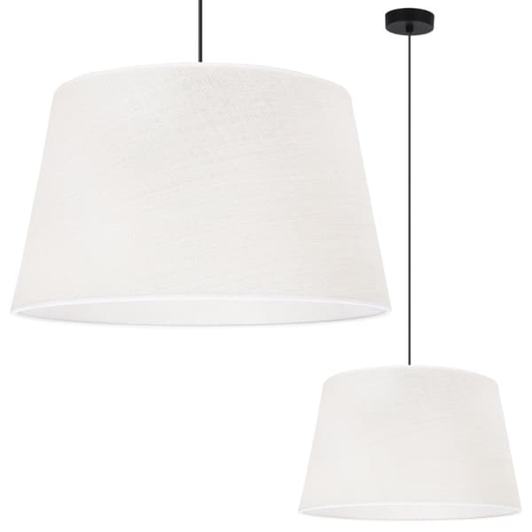 HÆNGELAMPE JUTEKEGLE SORT 1-PLADE HVID LAMPESKÆRM 44CM