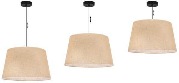 HÄNGLAMPA JUTEKON SVART 1-PLAT BEIGE LAMPSKÄRM 44CM