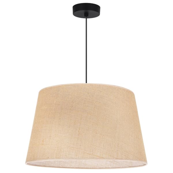HÄNGLAMPA JUTEKON SVART 1-PLAT BEIGE LAMPSKÄRM 44CM