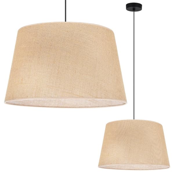 HÄNGLAMPA JUTEKON SVART 1-PLAT BEIGE LAMPSKÄRM 44CM