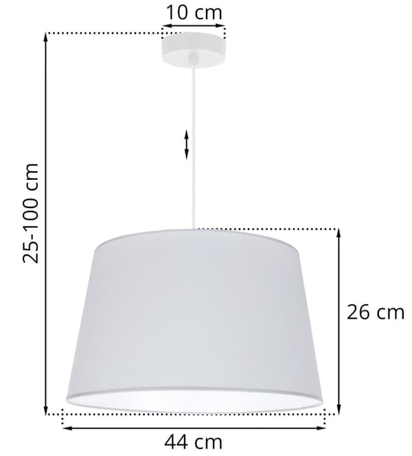 GAJA KEGLE HÆNGELAMPE HVID 1-PLADS LYSEGÅ LAMPESKÆRM 44CM
