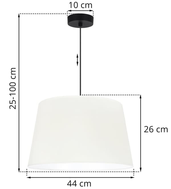 GAJA HÆNGELAMPE KONUS SORT 1-PLADE CREAM LAMPESKÆRM 44CM