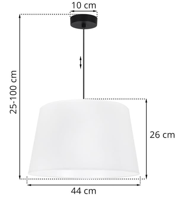 GAJA HÆNGELAMPE SORT KEGLE 1-FLAD HVID LAMPESKÆRM 44CM