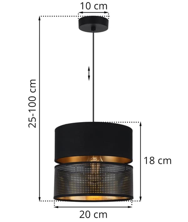 ASTI DUO MUSTA RIIPPUVALAISIN 1-LEVYINEN MUSTA-KULLAVALAISIN T-S 20cm