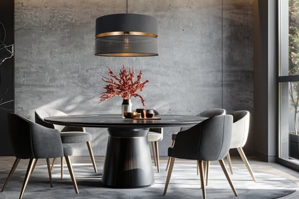ASTI DUO SVART HÄNGLAMPA 1-PLATS SVART-GULD LAMPSKÄRM T-S 40CM