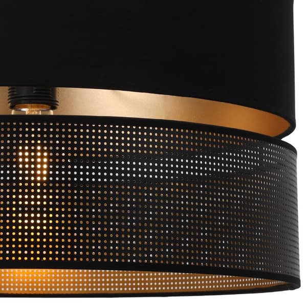 ASTI DUO SVART HÄNGLAMPA 1-PLATS SVART-GULD LAMPSKÄRM T-S 40CM