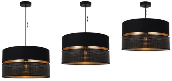 ASTI DUO SVART HÄNGLAMPA 1-PLATS SVART-GULD LAMPSKÄRM T-S 40CM