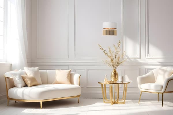 ASTI DUO HÄNGLAMPA VIT 1-PLATINUM LAMPSKÄRM VIT-GULD T-S 20CM