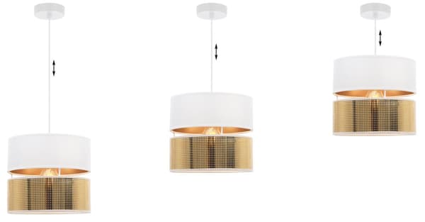 ASTI DUO HÄNGLAMPA VIT 1-PLATINUM LAMPSKÄRM VIT-GULD T-S 20CM
