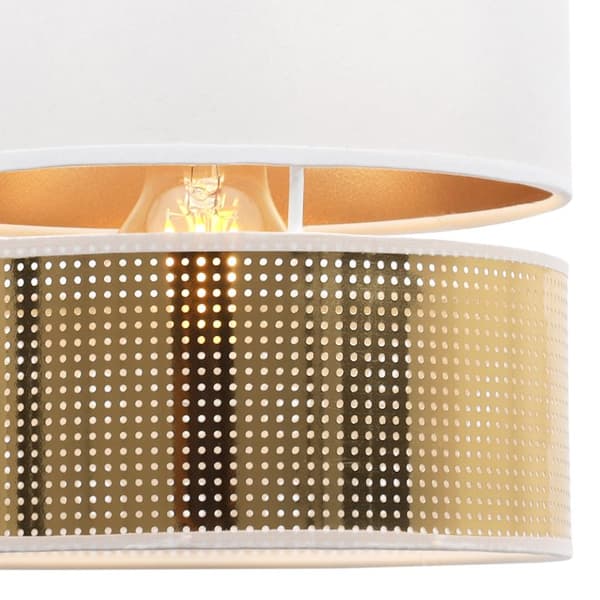 ASTI DUO HÄNGLAMPA VIT 1-PLATINUM LAMPSKÄRM VIT-GULD T-S 20CM