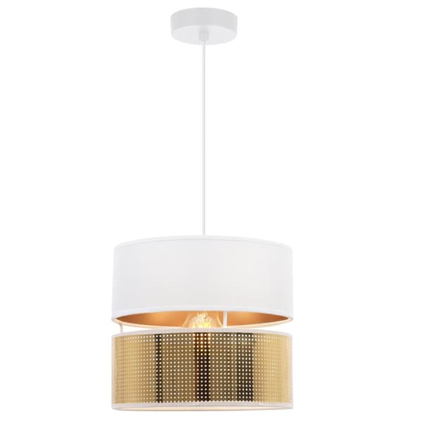 ASTI DUO HÄNGLAMPA VIT 1-PLATINUM LAMPSKÄRM VIT-GULD T-S 20CM