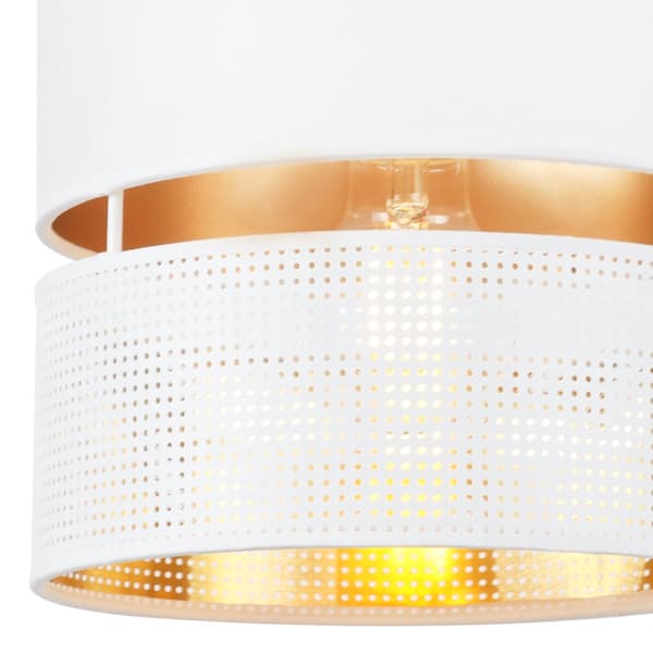 ASTI DUO HÆNGELAMPE HVID 1-PLATINUM LAMPESKÆRM HVID-GULD T-S 20CM