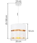 Miniatyrbillede 6 af 7: ASTI DUO HÆNGELAMPE HVID 1-PLATINUM LAMPESKÆRM HVID-GULD T-S 20CM
