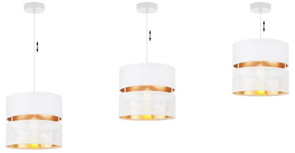 ASTI DUO HÆNGELAMPE HVID 1-PLATINUM LAMPESKÆRM HVID-GULD T-S 20CM
