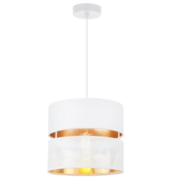 ASTI DUO HÆNGELAMPE HVID 1-PLATINUM LAMPESKÆRM HVID-GULD T-S 20CM