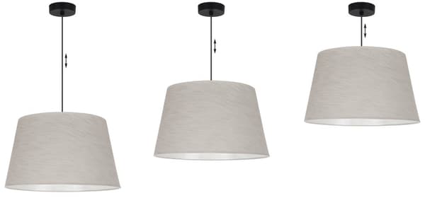 HÆNGELAMPE HØRKEGLE SORT 1-PLA LAMPESKÆRM LYS BEIGE L02 44CM